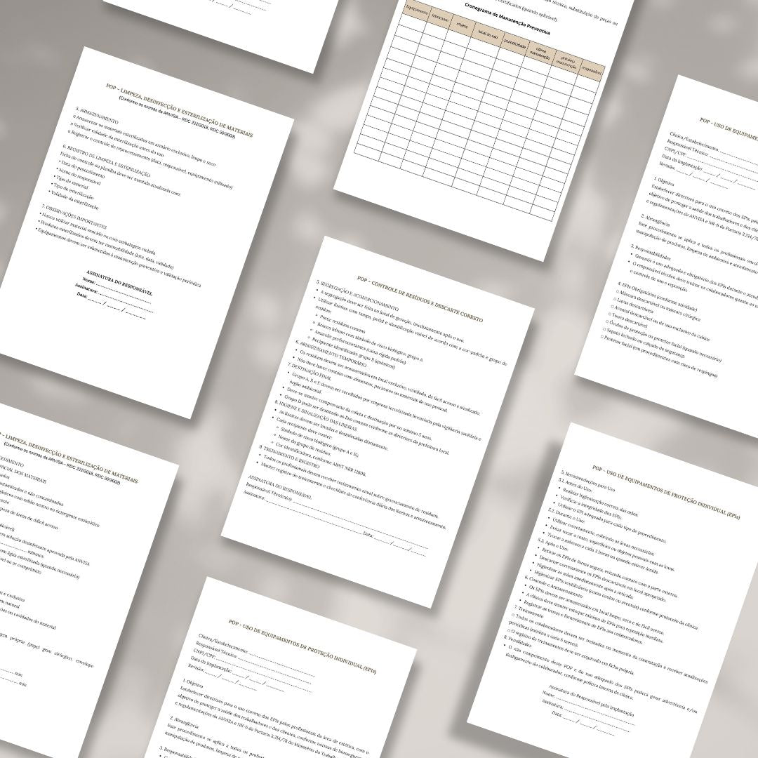 Kit de POPs ANVISA para Clínicas e Profissionais de Estética em PDF | Download Imediato
