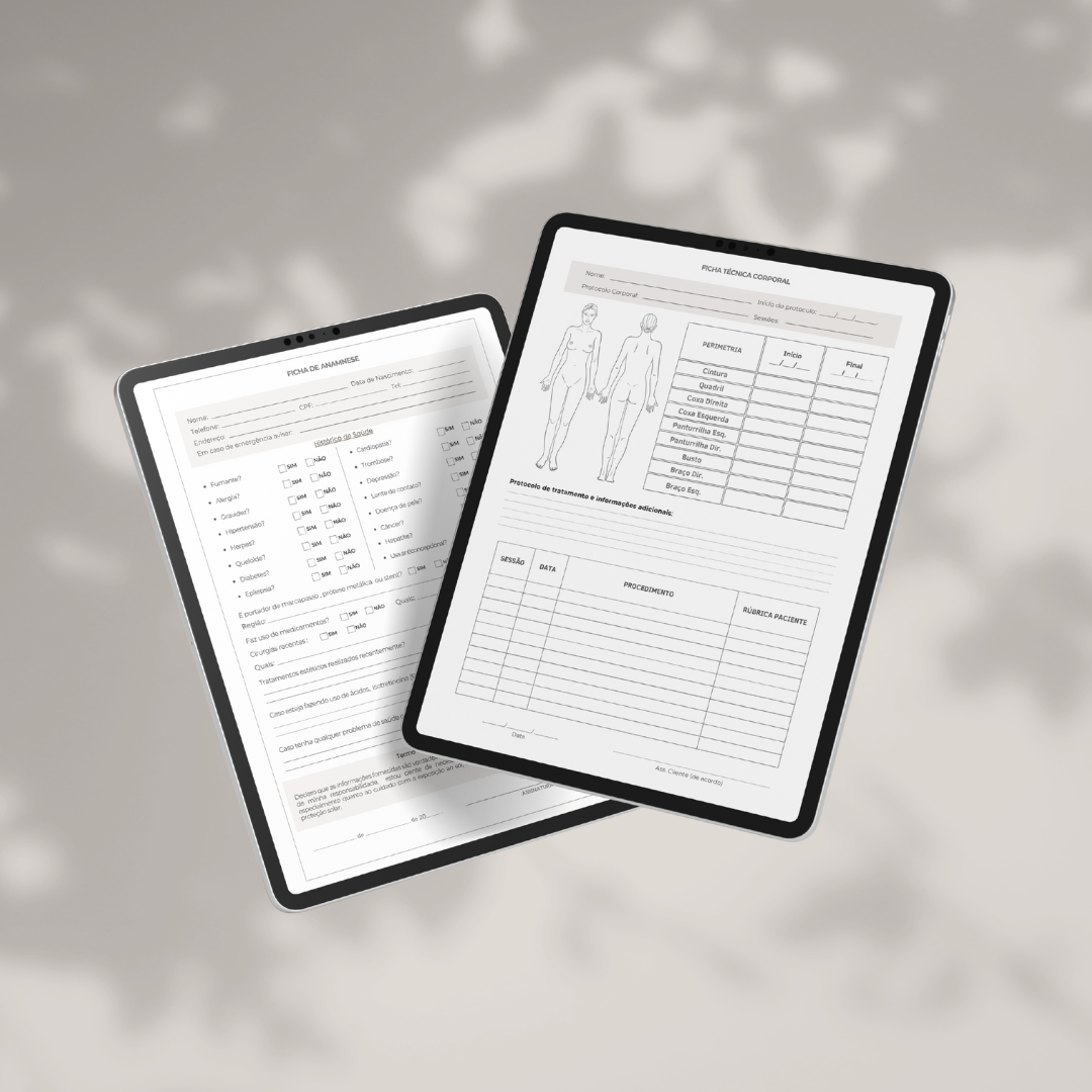 Ficha de Anamnese Corporal para Estética - Download Imediato