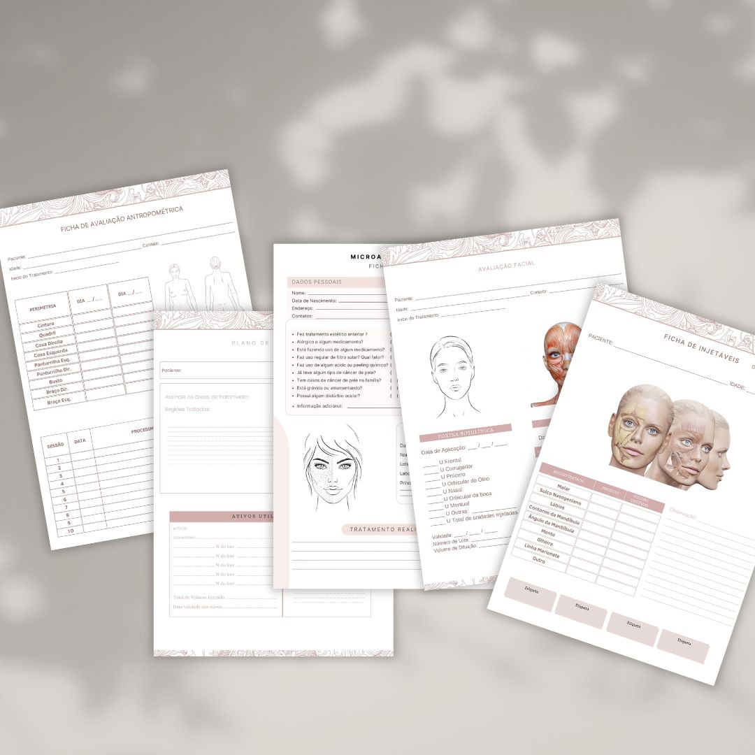 Ficha de anamnese facial de Harmonização Facial | Arquivo Digital Download Imediato