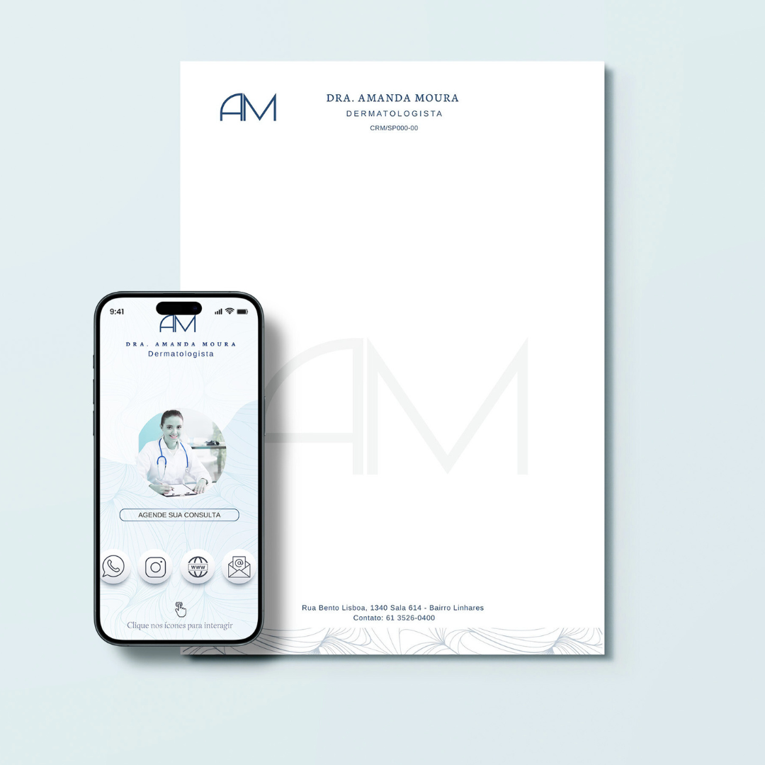 Kit de logotipo - Logotipo iniciais AM, Papel Timbrado e Cartão Digital